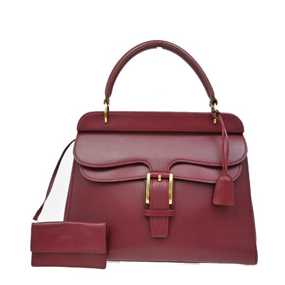 GUCCI Logo Top Handle Shoulder Hand Bag Leather Red GHW Italy - Picture 1 of 16